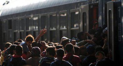 (Migranti al confine ungherese, fonte foto: sputniknews)